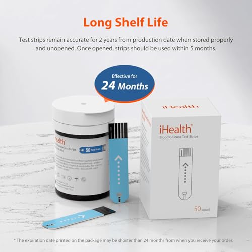 iHealth Glucose Test Strips & Lancets, 100 Each, No Coding 100 Refills 200 Count (Pack of 1)