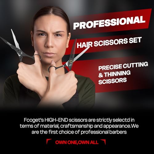 Professional Hair Cutting Scissors, High-End Japanese 440C Stainless Steel Hair Cutting Shears with Sharp Edge Blades, 6.8 inch Hair Scissors, Right Hand Scissors for Salon, Home, Pet Black