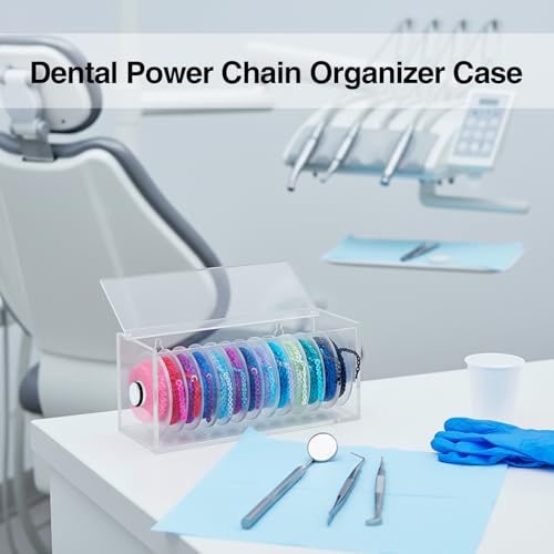CroBlissful Orthodontic Power Chain Organizer Case 7.5 × 3.2 Inches Dental Elastic Rubber Band Holder Dispenser Clear Acrylic with Dust-proof Lid for Clinic Efficiency Storage Dental Office Supply