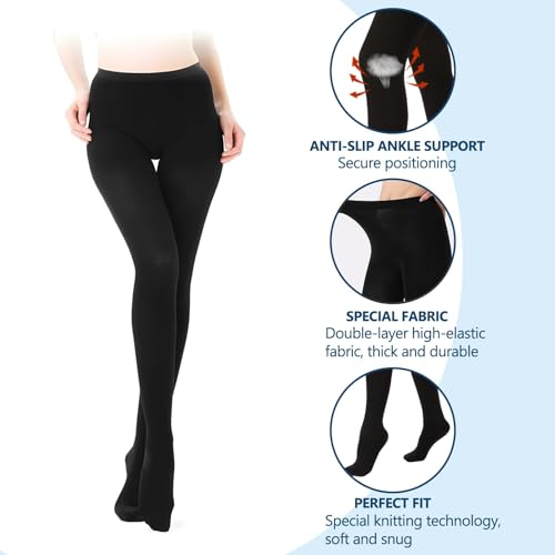 Medical Compression Pantyhose for Women Men,20-30 MmHg Graduated Support Stockings Opaque Closed,Toe Hose High Waist Tights,Leggings,for Varicose Veins,Medias,Lipedema,Maternity XL Black