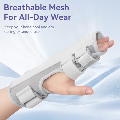 Trigger Finger Splint with Aluminum Finger Brace Joint Stabilizer, Adjustable Right or Left Composite Fabric Hand Brace with Finger Support for Broken Fingers, Sprains, Mallet Injury, Arthritis