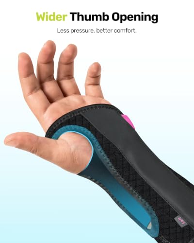 Rakiie Upgraded Carpal Tunnel Wrist Brace Night Sleep, Pink Right Hand M