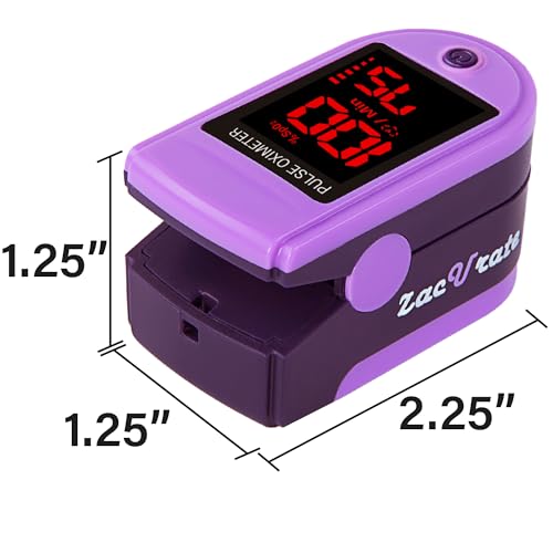 Zacurate Pro Series 500DL Fingertip Pulse Oximeter Blood Oxygen Saturation Monitor with Silicone Cover, Batteries and Lanyard (Mystic Purple) Mystic Purple