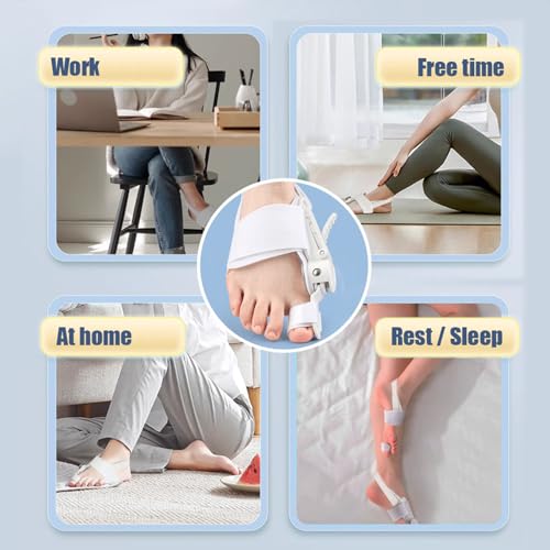 Bunion Corrector for Women & Men - Adjustable Nighttime Big Toe Straightener Bunions Splint with ABS Support for Hallux Valgus Relief Hammer Toe Brace Sleeping Home Use Left/Right Feet - 1PC Black 1