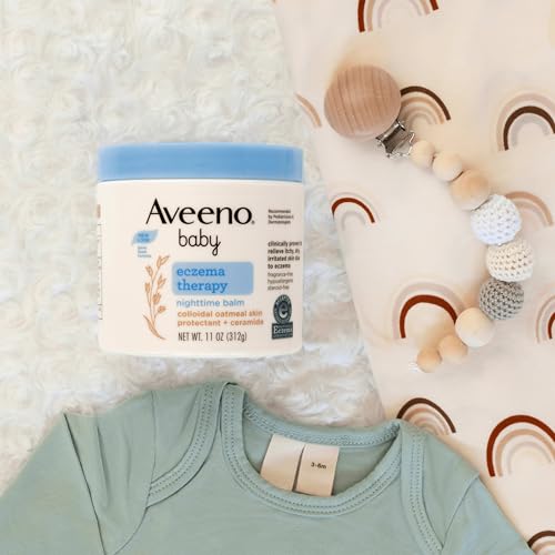Aveeno Baby Eczema Therapy Nighttime Moisturizing Balm, Colloidal Oatmeal & Ceramide, Soothes & Relieves Dry, Itchy Skin from Eczema, Hypoallergenic, Fragrance-Free, Travel Size, 1 oz 1 Ounce (Pack of 1)
