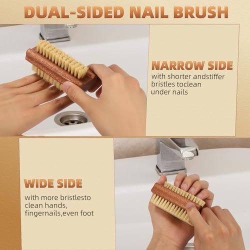 DEBETOOL Nail Brush for Cleaning Fingernails, Wood handle and Sisal Bristle