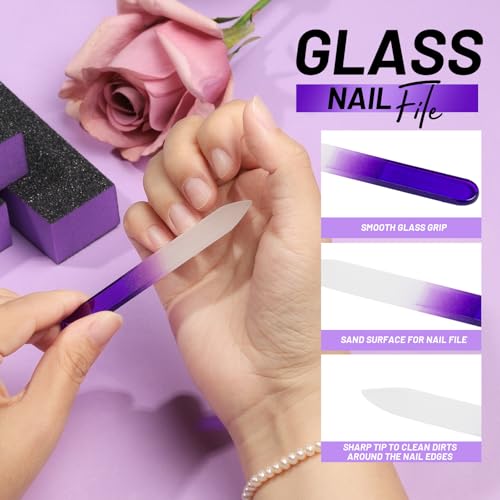 FANDAMEI Nail Care Kit, Nail Buffers and Files, Nail Cuticle Tools Kit, Nail Manicure Tools, Finger Nail File Set, Nail Buffer Block, Nail Cuticle Nippers, Ingrown Toenail Tools, Nail Care Tool Kit Purple