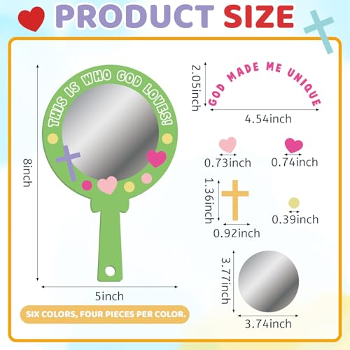 Fuutreo 72 Pcs VBS Mirror Craft Kit with EVA Foam Bases, Religious DIY