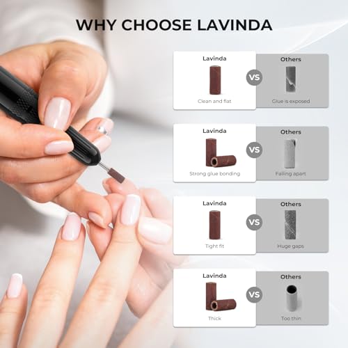 Lavinda Sanding Bands for Nail Drill with 3.1mm Mandrel Bit, 80 Piece Set Mini Small Sanding Bands Nail Drill Bits for Acrylic Nails Gel Manicures and Pedicures (120 Grit, Brown) 120 Grit