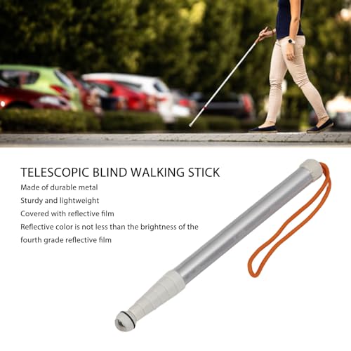 White Blind Cane, Walking Canes, Blind People Gadgets, Telescopic Blind Walking Stick, Anti Slip Shockproof Blind Reflective Cane with Storage Bag