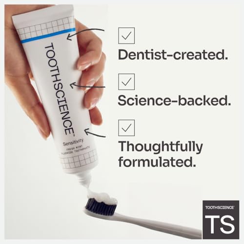 Sensitivity Toothpaste 5-in-1 Fluoride Formula Helps Relieve Sensitivity & Provides Cavity Protection, Naturally Flavored with Peppermint Oil, Free of Dyes & Alcohol (Fresh Mint, 3.4 oz)