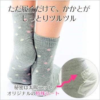 710gara3p Sun Knit Smooth Heel Socks, Wool Blend, Moisturizing, Exfoliating Exfoliating Heel Socks, 9.1 - 9.8 inches (23 - 25 cm) - BeesActive Australia
