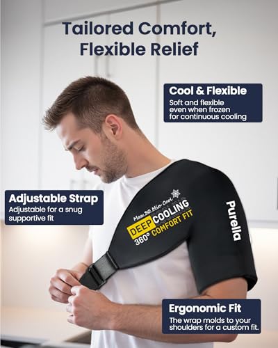 Shoulder Ice Pack Rotator Cuff Cold Therapy, Gel Ice Packs for Injuries Reusable with Long-Lasting Cooling, Thickened Ice Pack for Shoulder, Hot and Cold Pack for Pain Relief, Surgery Recovery Gifts