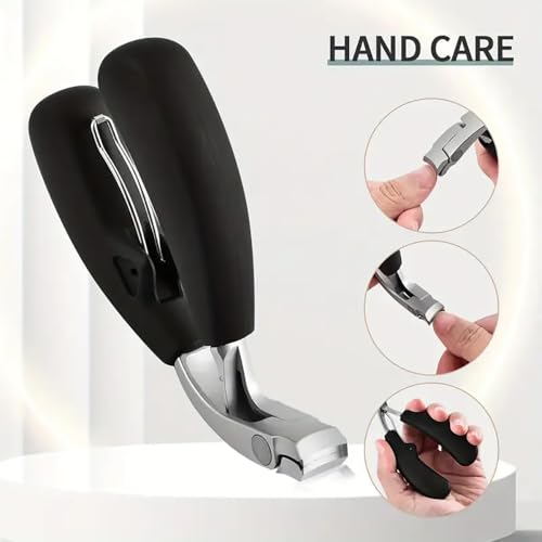 Toenail Clipper and Fingernail Clipper，Ergonomic Non-Slip Long Handle Nail Clippers for Seniors (Silver) Silver