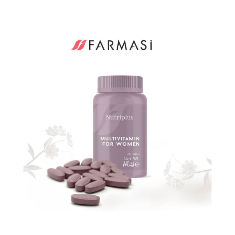 Farmasi Nutriplus Multivitamin & Mineral for Women - 60 Tablets, 3.5oz | Strengthen Your Bones and Support Your Immunit With Optimal Doses of B12, B6, Folic Acid, Calcium, Magnesium, Iron, Biotin