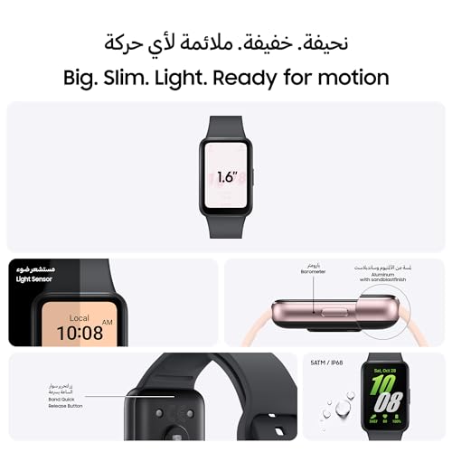 SAMSUNG Galaxy FIT 3 [2025, 40MM] 1.6" AMOLED Display | IP68 Water Resistant | 14 Days Battery Life | 100+ Watchfaces | 100+ Exercise Modes | International Model (Fast Charger Bundle, Black)