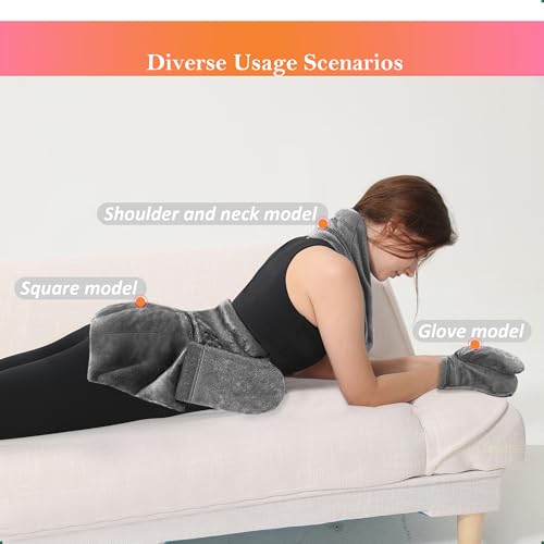 Romfox 4-in-1 Detachable Microwavable Heating Pad for Back, Neck, Shoulder and Waist - Modular Moist Heat Pack for Body Pain Relief - Reusable Hot & Cold Therapy Set