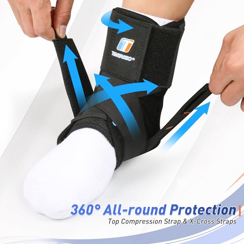 Quick Lace Up Ankle Brace for Women Men with Removable Side Splints, Ankle Braces for Sprained Ankle, Achilles Tendonitis, Injury Recovery, Ankle Support for Basketball,Volleyball,Soccer,Tennis,S