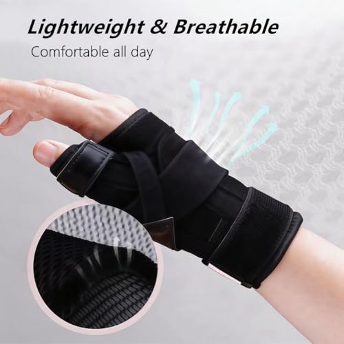 Thumb Brace Right Hand or Left Hand for Arthritis Pain and Support Black M