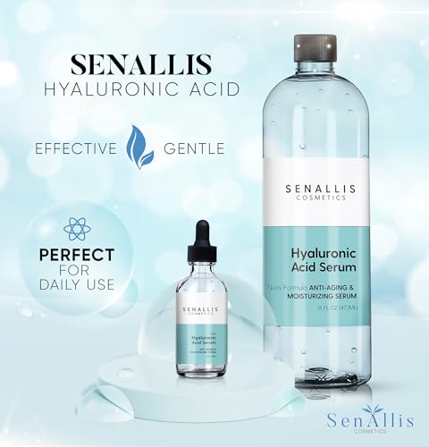 Hyaluronic Acid Serum 16 fl oz And 2 fl oz, Made From Pure Anti Aging/Wrinkle, Ultra Hydrating Moisturizer That Reduces Dry Skin Manufactured In USA 18 Fl Oz (Pack of 1)