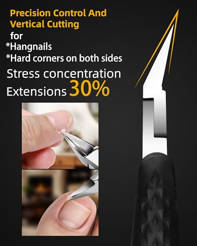 EBEWANLI Nail Nippers, Toenail Clippers for Thick Toenails & Hangnail 1pc-black