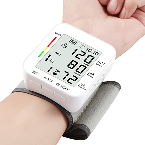 MMIZOO Wrist Blood Pressure Monitor BP Machine with Carrying Case White