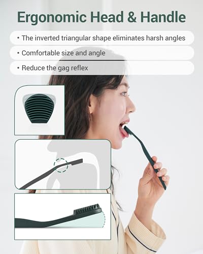 DEARCUS BPA Free TPE Tongue Scraper with 3 Replaceable Heads, Deep Gray + Exfoliating Towel, 2Pcs Sheets Bundle