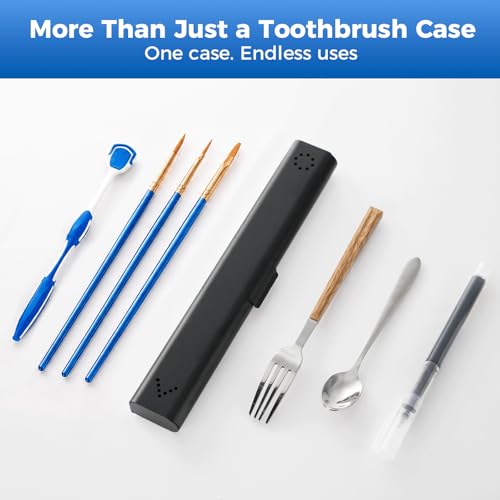 Toothbrush Travel Case Aluminum, Portable Toothbrush Holders, 1Pack Silver, 1Pack Black, Bundle Product