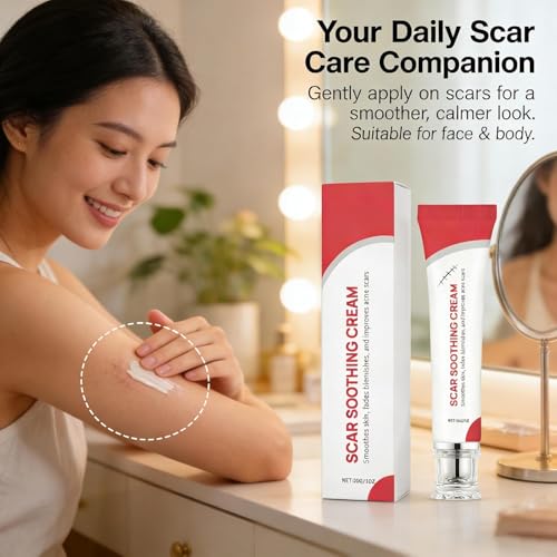 Scar Soothing Cream & Smoothing Cream for Scars - Gentle Care for Sensitive Skin, Helps Improve Appearance of Scars, Reduces Redness, Lightweight Non-Greasy Formula