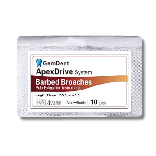 ApexDrive Barbed Broaches, 21 mm, Sizes #0–6 Assorted, 1 Pack of 10 Files 21MM #0-6 Assorted