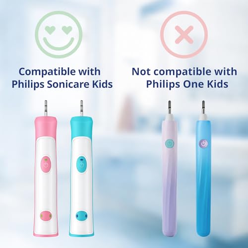 8-Pack Replacement Mini Toothbrush Heads Compatible with Sonicare Kids Turquoise 3-6 Year
