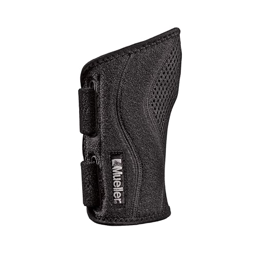 MUELLER Esports Medicine Fitted Wrist Brace for Men and Women, Wrist Pain Relief Support, 6 KTape Strips Included, Ideal for Gamer's, Carpal Tunnel, Tendonitis, Arthritis, Left Hand, Black, One Size Esports Left-Hand Fitted Wrist Brace