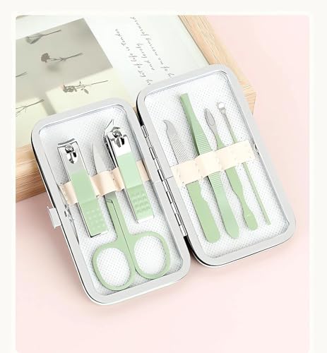 Manicure Set, 7 Pcs Matcha Green Professional Manicure Pedicure Set