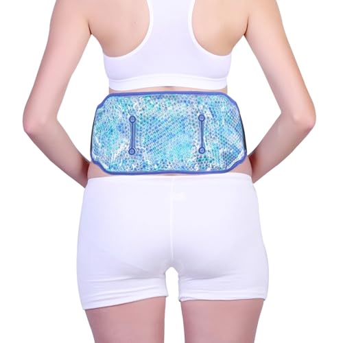 Premium Hot Cold Gel Bead Ice Pack by FOMI Care | Cool Compress for Lower Back, Shoulder, Knee, Bicep, Stomach | Coccyx, Sciatica, Tailbone Pain Relief | Flexible, Reusable Heating Pad | (Blue) 1 Pack Blue - Gel Bead