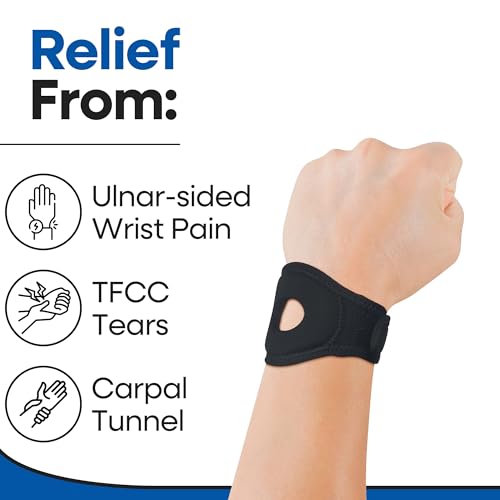 Wrist Wrap Compression Wrist Brace For TFCC Tears | Carpal Tunnel Pain & Tendonitis Relief | Padded Hole For Ulnar | Wrist Support For Working Out | Wrist Wraps for Men Women | Fits Both Wrists (MED) MEDIUM