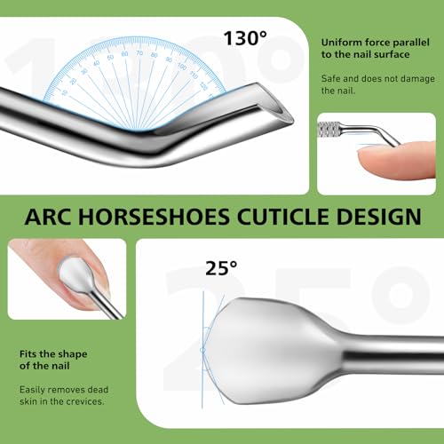 Stainless Steel Cuticle Pusher, BALUCA Horseshoe Shaped Double-Ended Cuticle Sticker – The Ultimate Nail Technician’s Sidekick for Perfect Manicures and Pedicures