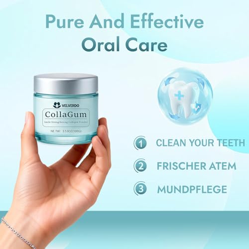 Velverdo Collagen Tooth Powder, Collagen Tooth - Hydroxyapatite Toothpaste Powder, Strengthens Enamel & Gums, Natural Oral Care Formula (1pc) 1pc