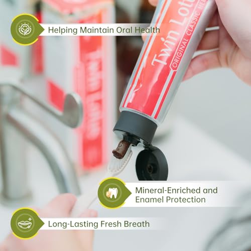 Twin Lotus Original Classic Herb Toothpast,Fluoride Free,Improve Gum Health,Toothbrush Tree,Orange Jasmine,3.52oz 3 PKs,for Improve Dental Health Teeth Care Tooth Stain Remover