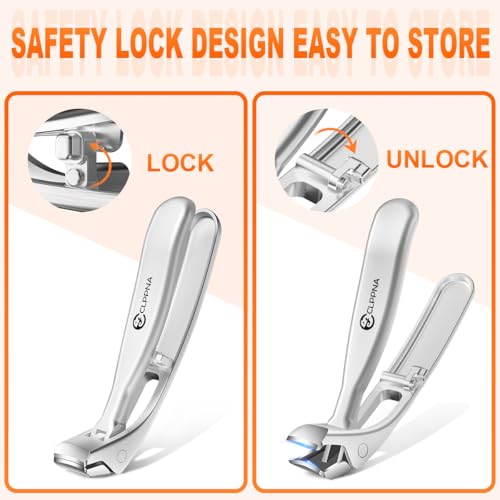 Toenail Clippers for Seniors, 2026 Upgrade Angled Head Nail Clippers for Men with Catcher, CLPPNA Ergonomic Toenails Clipper for Thick Toenails Long Handle, Sharp Wide Jaw Fingernail Clippers Adult 3PCS(2025 Angled Sliver ）