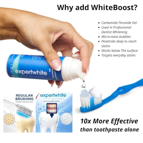 WhiteBoost™ Peroxide Toothpaste Booster Gel – 35% Carbamide Peroxide Teeth Whitening Gel, Add to Toothpaste, Removes Coffee, Tea & Wine Stains, No Trays Strips Needed, Fresh Mint, 1.76 oz