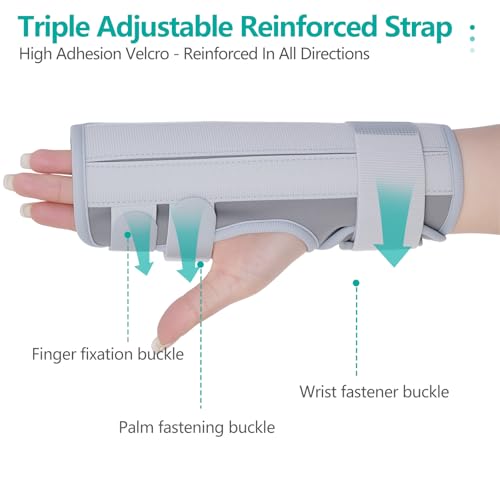 lefeke Trigger Finger Splint, Multi Finger Brace for Middle, Index, Pinky, or Ring Fingers, Hand Brace with Finger Support, Straightening Immobilizer for Broken Fingers, Arthritis, Contractures-Upgraded Fabric (Grey)