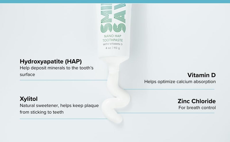 Smile Saver Hydroxyapatite (HAP) & Vitamin D Fluoride-Free Concentrated Toothpaste with Xylitol; Helps Deposit Minerals to Tooth Surface 4 Fl Oz (Pack of 1)