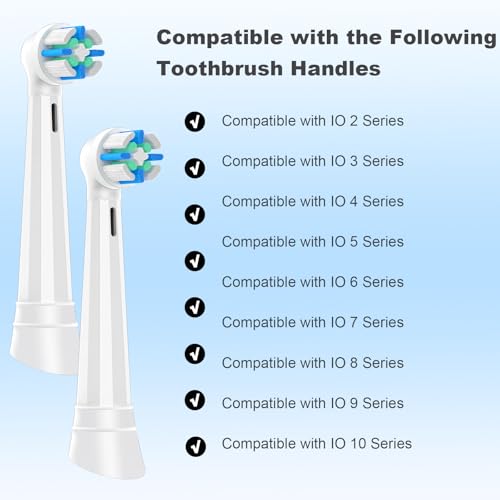 10 Pcs IO Replacement Heads Compatible with Oral B IO 2/3/4/5/6/7/8/9/10 Electric Toothbrush, Toothbrush Heads Compatible with Oral B IO for Cleaning Teeth and Removing Plaque (White) White 10 Count (Pack of 1)