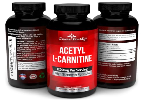 Divine Bounty Acetyl L-Carnitine 1200mg, L Carnitine Supplement, 120 Caps 1
