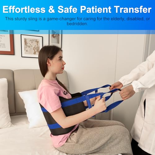 supregear Transfer Sling, 35" Padded Lift Assist Aid with 6 Handles, Caregiver Repositioning Sling for Seniors, Elderly Adults, Bed Turning, Standing & Daily Mobility Assistance, Black