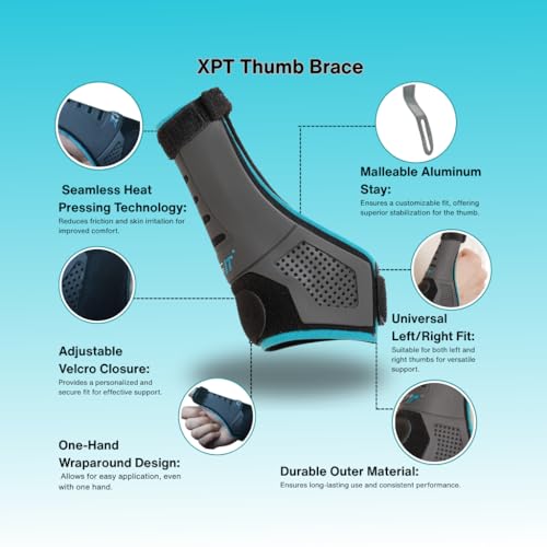 XPT Thumb Brace | Stabilizing Support for Gamekeeper’s Thumb, De Quervain’s Tenosynovitis & Arthritis Relief | Adjustable Compression with Aluminum Stay | Seamless Heat-Pressed Design | Fits Left & Right Thumb | Large