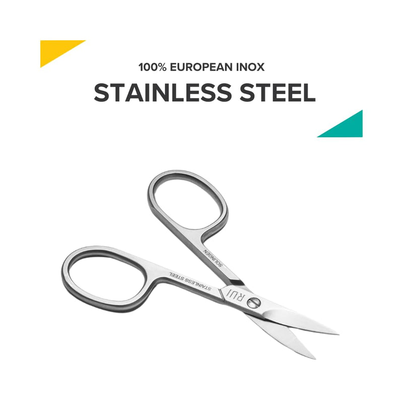 Rui Smiths Pro Precision Nail Scissors | Stainless Steel Manicure Pedicure Trimmer Cutter with Micro-Serrated, Anti-Skid, Curved Cutting Edges | Made in Solingen, Germany
