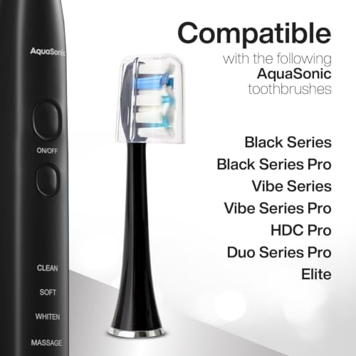 AquaSonic Genuine Proflex Replacement Brush Heads | ADA Accepted | for Whiter Teeth & Gum Care | Compatible with Many AquaSonic Toothbrush Handles (8 Pack Black) 8 Pack Black 8 Count (Pack of 1)