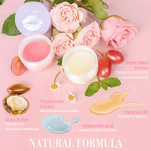 Lip Mask & Lip Scrubber Exfoliator Lip Sleeping Mask Overnight for Dark Lips to Lighten Moisturizer Lip Butter Balm for Dry Chapped Cracked Peel Lips Skin Care（Mint Flavor）