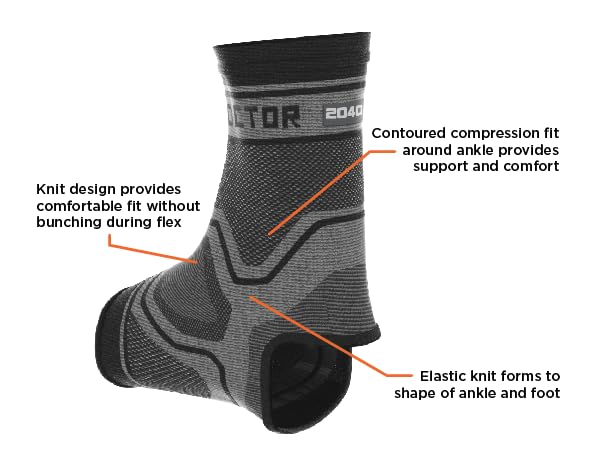 Shock Doctor Compression Knit Ankle Sleeve Medium Grey/Black - BeesActive Australia